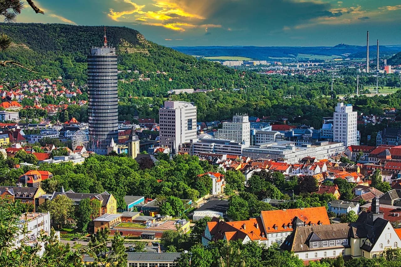 Jena Innenstadt Zentrum Modern Gebäude Großstadt